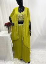 Georgette Olive Party Wear Sequins Work Readymade Indo Western